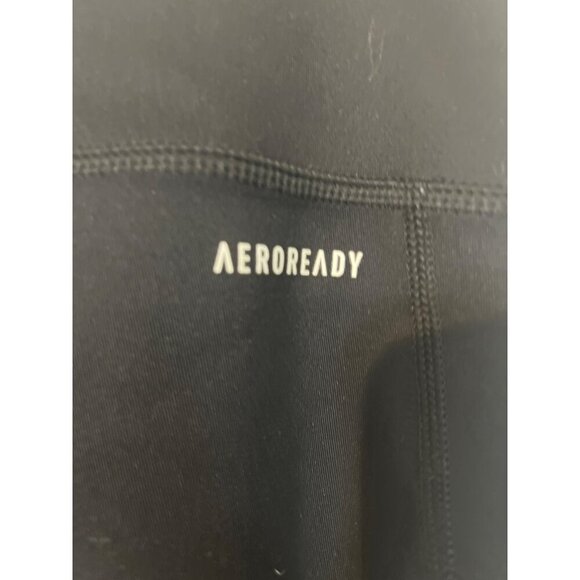 Adidas Sz L Black White Triple Stripe Leggings Aeroready - Picture 6 of 8